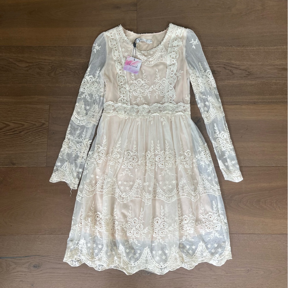 Chicwish lace appliqué dress
